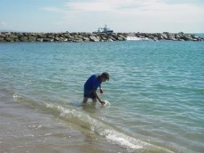 Tcnico tomando muestras del agua