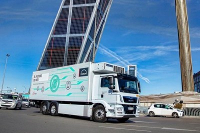 El camin elctrico de MAN durante las pruebas